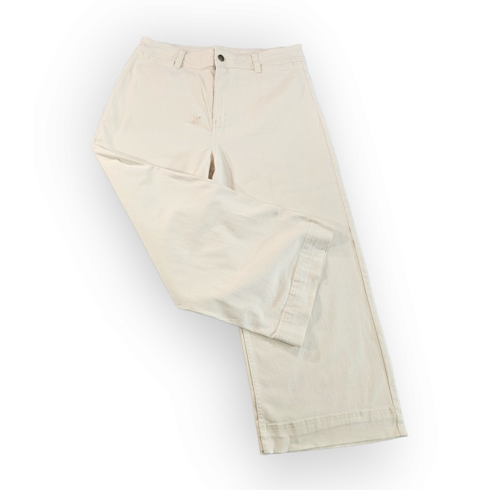 Dip Women's Jeans White 34" Waist Size 14 Utility Cropped Wide Leg High Waist